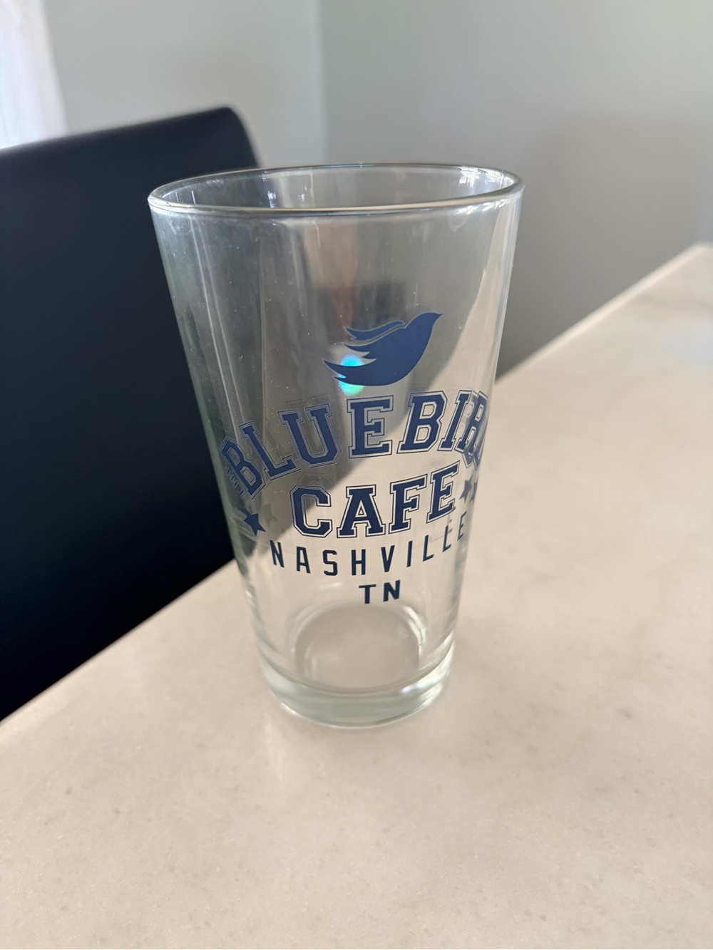 Nashville Blue Bird Cafe Glass with Blue Logo
